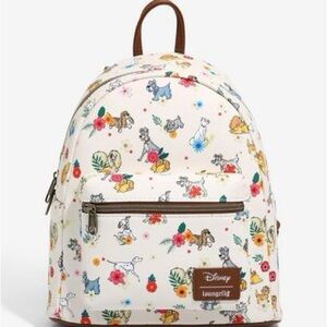 Loungefly Disney Compact off white Backpack with Colorful Floral Design